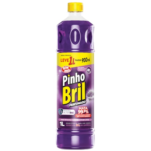 Desinfetante Líquido Pinho Bril Lavanda Leve 1L Pague 900ml