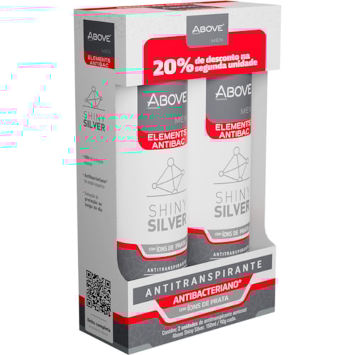 Desodorante Above Men Shiny Silver Aerossol 150ml 2Un