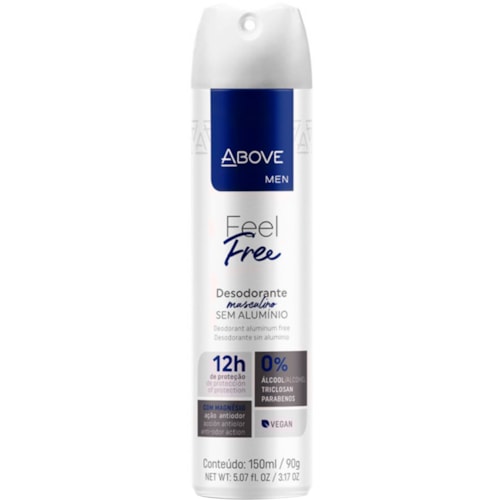 Desodorante Antitranspirante Above Feel Free Men Aerossol 90g