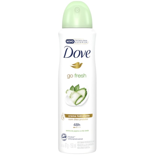 Desodorante Dove Feminino Go Fresh Pepino e Chá Verde Aerossol 150ml