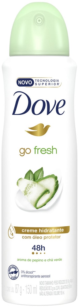 Desodorante Dove Feminino Go Fresh Pepino e Chá Verde Aerossol 89g
