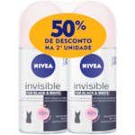 Desodorante Feminino Nivea Invisible Black&White Rollon 2x50ml Promo