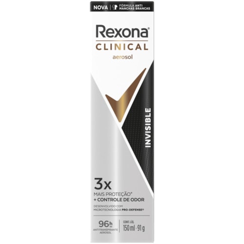 Desodorante Feminino Rexona Clinical Invisible Aerossol 150ml