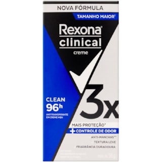 Desodorante Masculino Rexona Clinical Clean Creme 58g