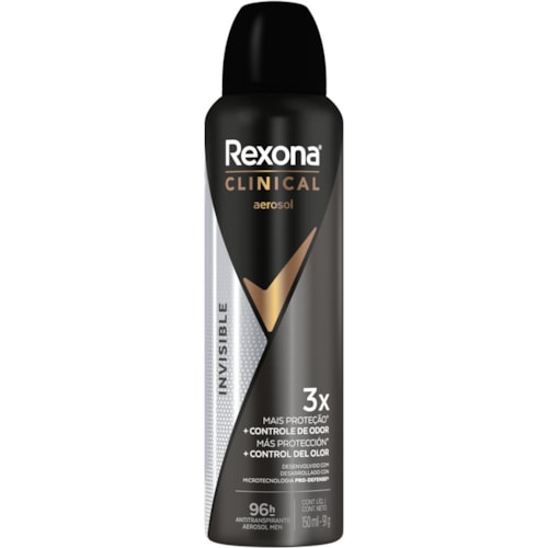 Desodorante Masculino Rexona Clinical Invisible Aerossol 150ml