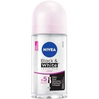 Desodorante Nivea Feminino Roll On Invisible Black & White Clear 50ml