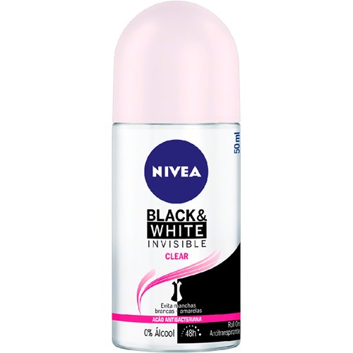 Desodorante Nivea Feminino Roll On Invisible Black & White Clear 50ml