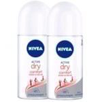 Desodorante Nivea Roll-On Feminino Active Dry 2x50ml
