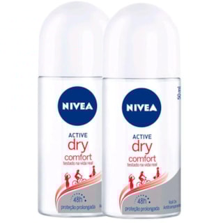 Desodorante Nivea Roll-On Feminino Active Dry 2x50ml