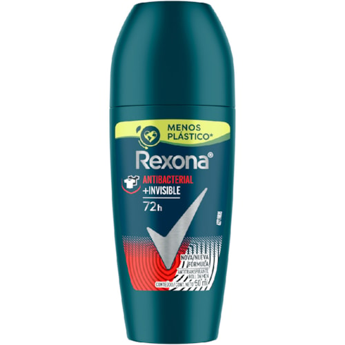 Desodorante Rexona Masculino Antibacteriano Invisible Roll On 50ml