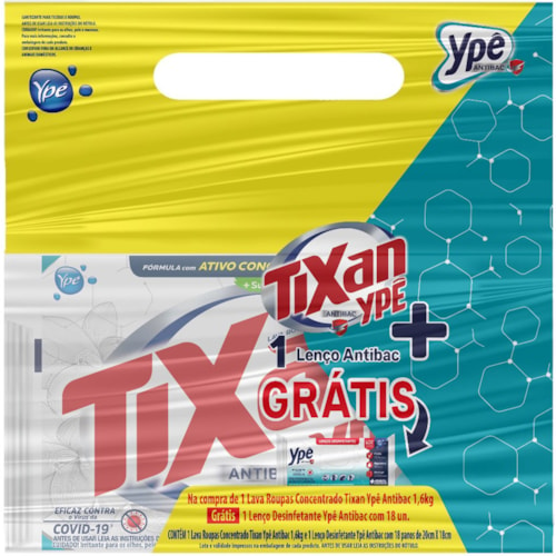 Detergente em Pó Tixan Ypê 1,6Kg + Lenço Desinfetante