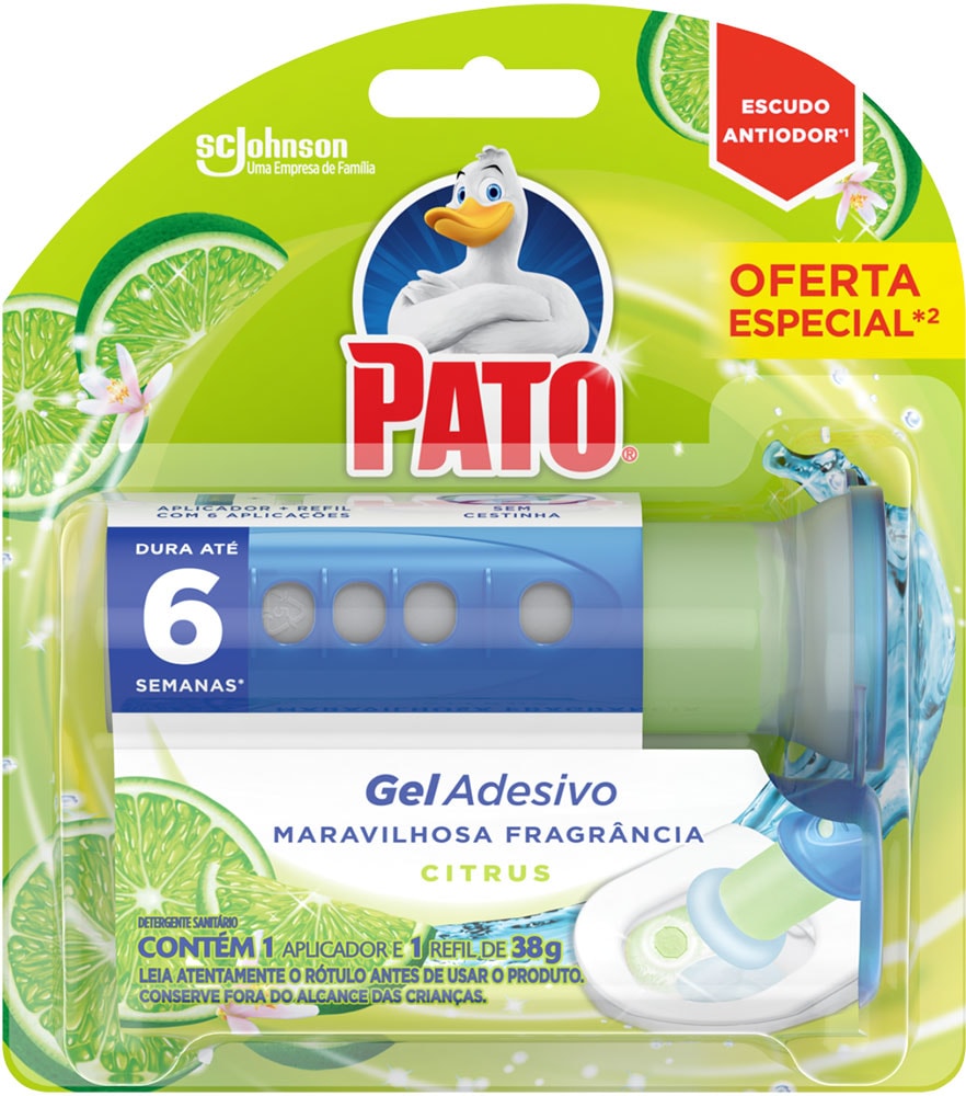Detergente Sanitário Gel Pato Cítrus Adesivo Com Aplicador 6