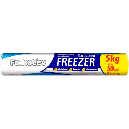 Embalagens Plásticas Folhalev Para Freezer 5Kg 50Un