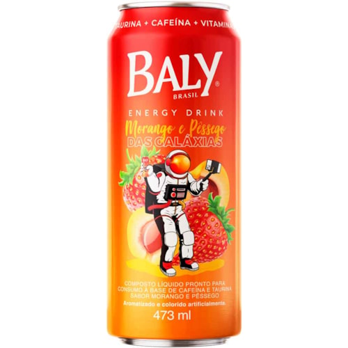 Energético Baly Sabor Morango e Pêssego Lata 473ml