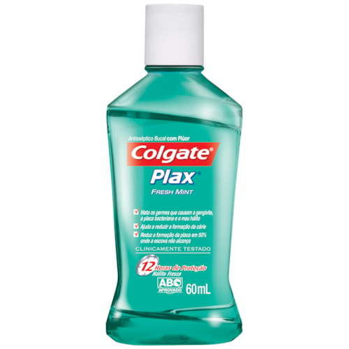 Enxaguante Bucal Antisséptico Colgate Plax Fresh Mint 60ml