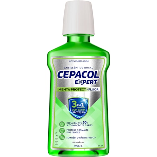 Enxaguante Bucal Cepacol Menta Protect +Flúor 250ml