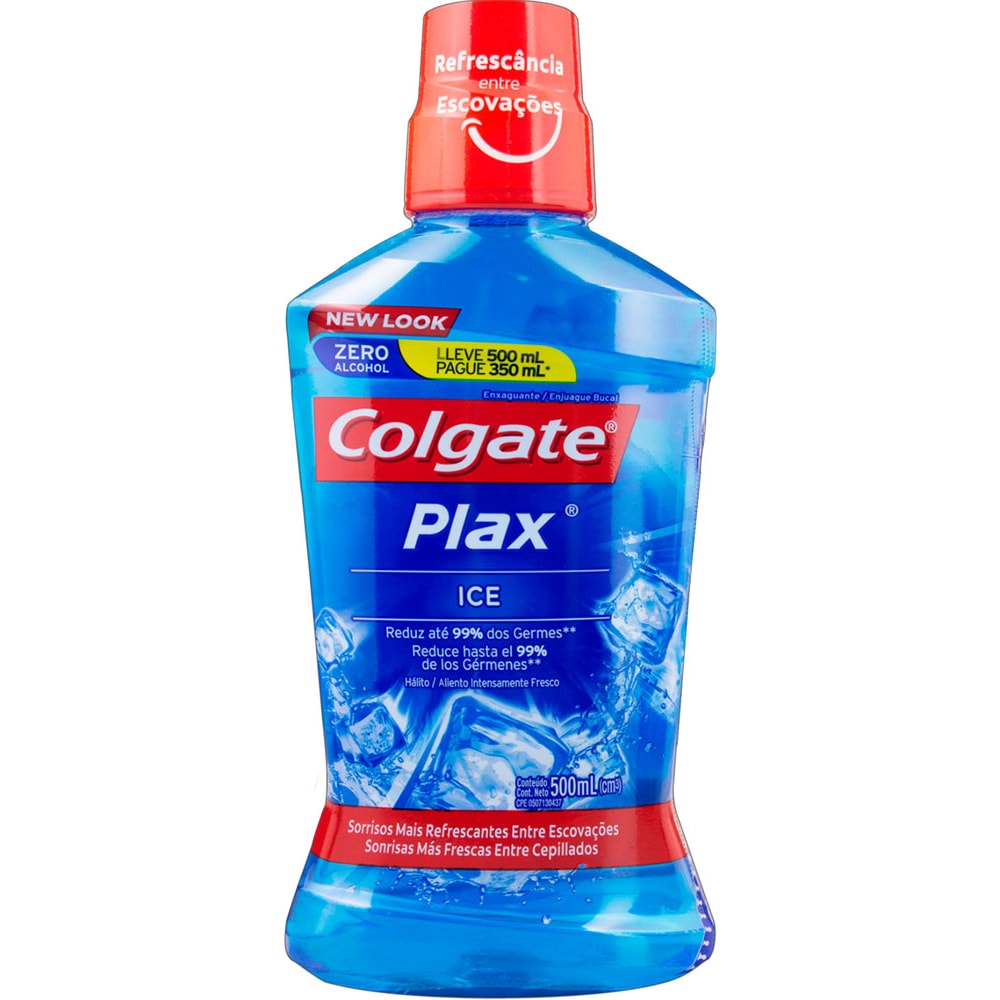 Enxaguante Bucal Colgate Plax Ice Zero Álcool Leve 500ml Pague 350ml ...