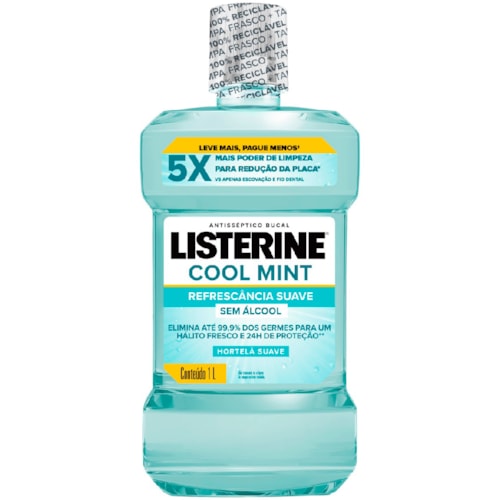 Enxaguante Bucal Listerine Cool Mint Refrescância Suave 1L