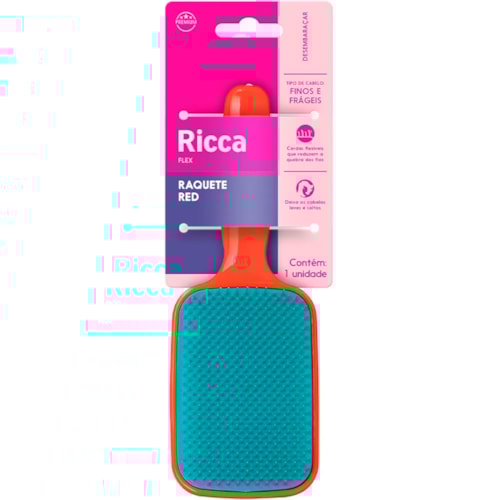 Escova de Cabelo Ricca Flex Raquete Red