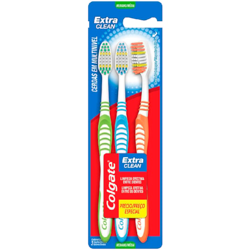 Escova de Dente Colgate Extra Clean leve 3 e pague 2