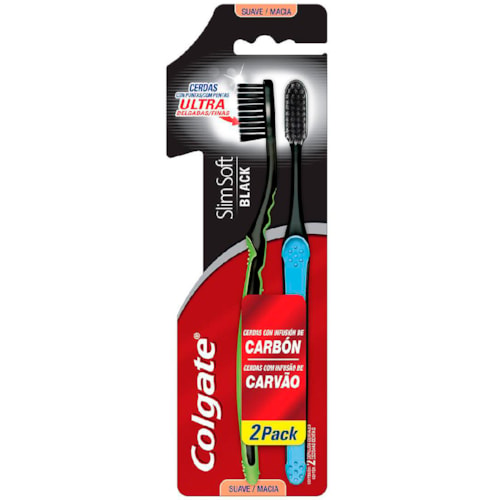 Escova de Dente Colgate Slim Soft Black Leve 2 pague 1