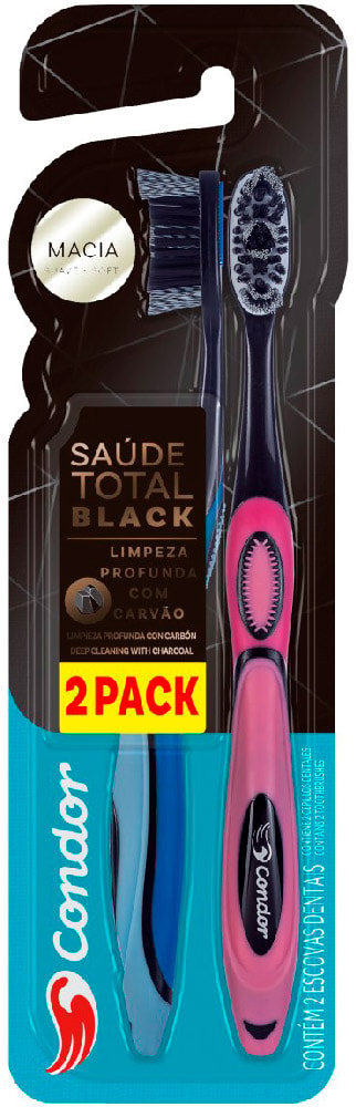 Escova de Dentes Condor Saúde Total Black Leve 2 Pague 1 - Destro