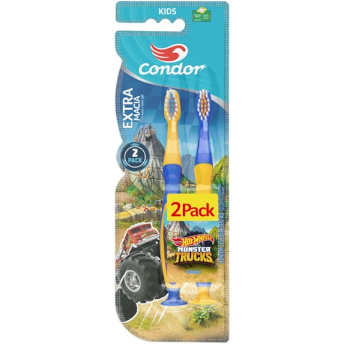 Escova Dental Condor Hot Wheels Cerdas Macias 2Un