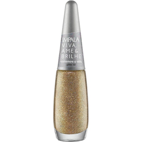 Esmalte Impala Glitter Viva, Ame e Brilhe Comemore a Vida 7,5ml
