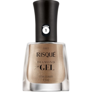 Esmalte Metálico Risqué Diamond Gel Cetim Dourado 8ml