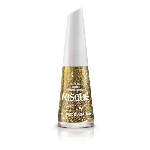 Esmalte Risqué Efeito Glitter Disco de Ouro 8ml