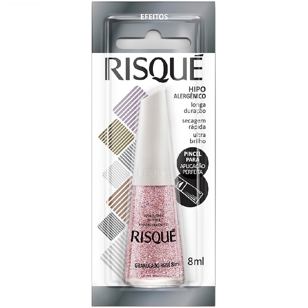 Esmalte Risqué Efeitos Glitter Granulado Rosé 8ml - Destro