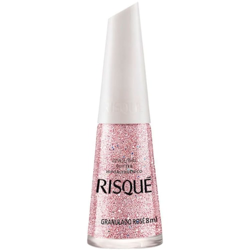 Esmalte Risqué Glitter Granulado Rosé 8ml