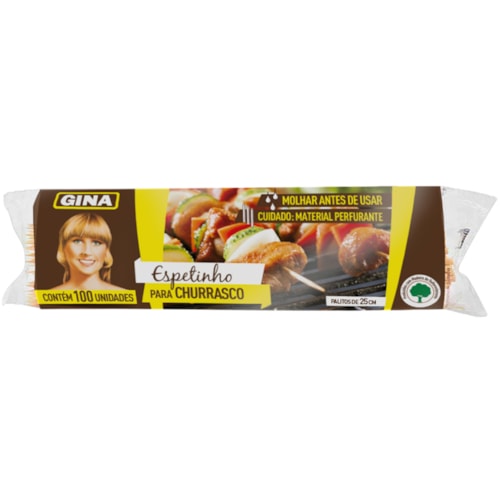 Espeto para Churrasco Gina 25cm 100 Unidades