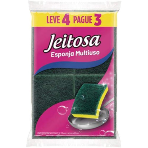 Esponja Jeitosa Multiuso Leve 4Un Pague 3Un