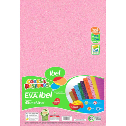 EVA Glitter Ibel Cor Rosa Claro 40x60cm 5Un