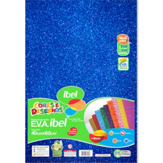 EVA Ibel Glitter Cor Azul 40cmx60cm 10Un