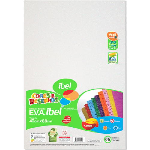 EVA Ibel Glitter Cor Branco 40cmx60cm 10Un