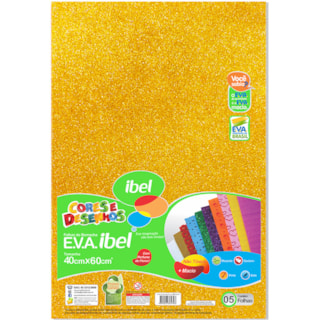 EVA Ibel Glitter Cor Ouro 40cmx60cm 10Un