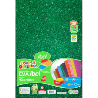 EVA Ibel Glitter Cor Verde 40cmx60cm 5Un