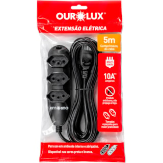 Extensão OuroLux 3 Tomadas 3 Metros Bivolt