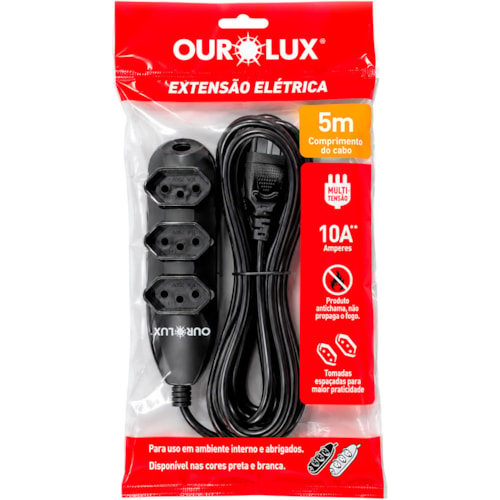 Extensão OuroLux 3 Tomadas 3 Metros Bivolt