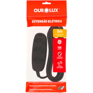 Extensão OuroLux 3 Tomadas 5 Metros Bivolt
