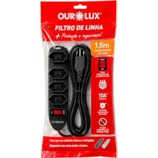Filtro de Linha OuroLux 4 Tomadas Bivolt