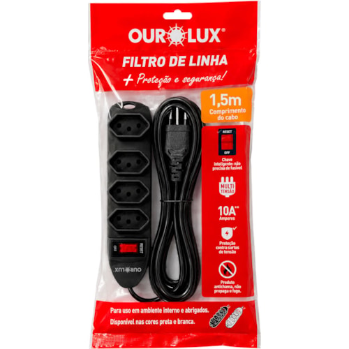 Filtro de Linha OuroLux 4 Tomadas Bivolt