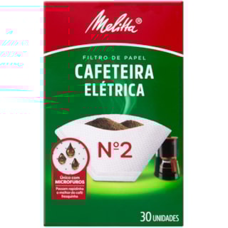 Filtro de Papel Melitta Nº2 Cafeteira Elétrica 30Un