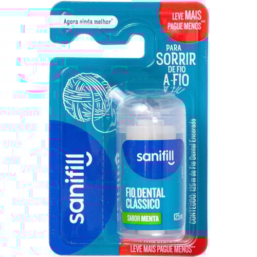 Fio Dental Sanifill Clássico Mentolado 125m