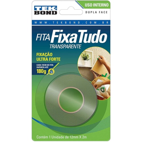 Fita Adesiva Tekbond Dupla Face Transparente 12mmx2m
