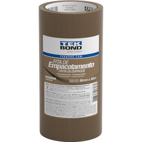 Fita de Empacotamento Tek Bond Marrom 48mmx40m 4Un