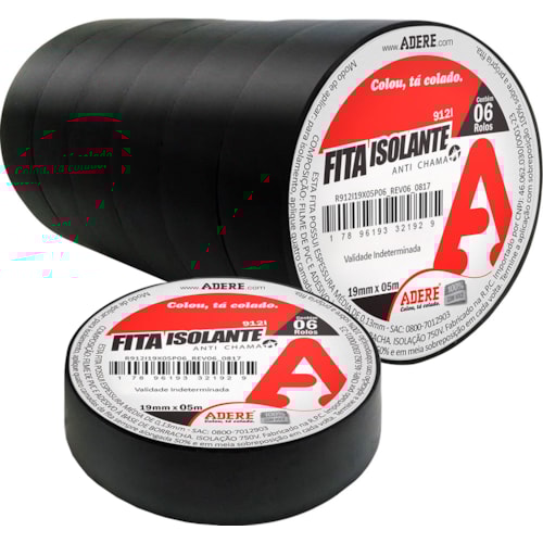 Fita Isolante Adere Tapefix 19mmx5m - 6 unidades