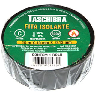 Fita Isolante Taschibra Cor Preta 19mmx10m